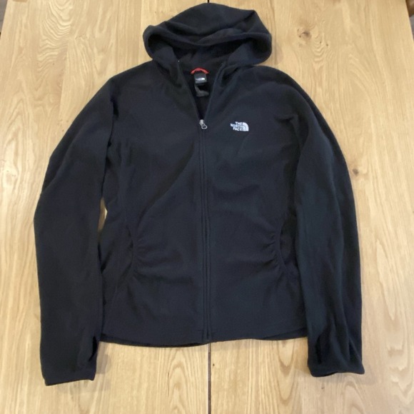 The North Face Jackets & Blazers - North Face full Zip Micro Fleece jacket womens large black Shell Hooded Logo